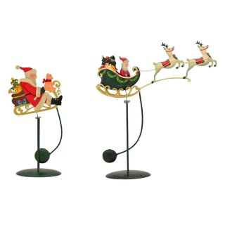 dekorativer Riesen-Deko-Schlitten Santa in 2 Größen Metall Shabby  532393000402 